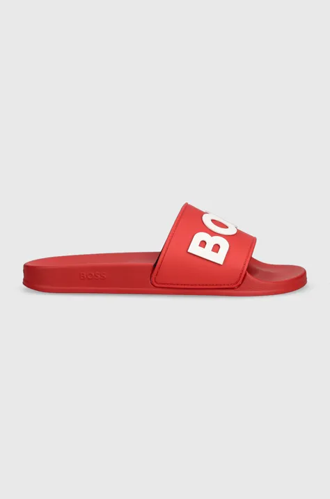 Pantofle BOSS Kirk pánské, červená barva, 50488911
