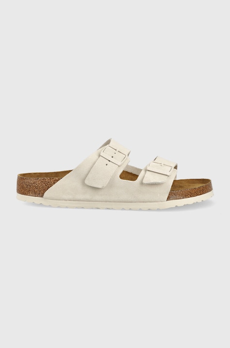 Birkenstock papuci din piele Arizona bărbați, culoarea gri 1024554-lgrey
