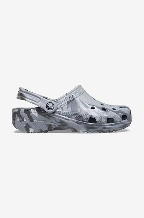 Crocs sliders Classic Marbled Clog gray color