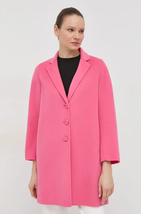 Μάλλινο παλτό Marella χρώμα: ροζ