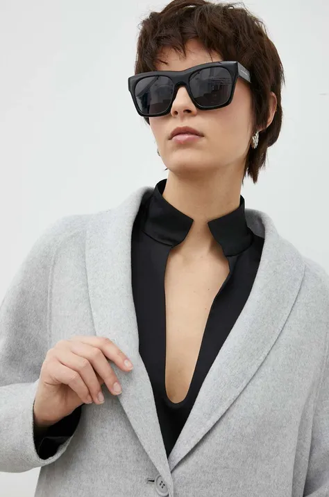 Шерстяное пальто American Vintage цвет серый переходное oversize