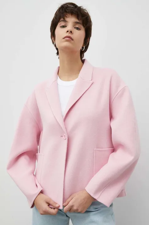 American Vintage kurtka wełniana kolor różowy przejściowa oversize