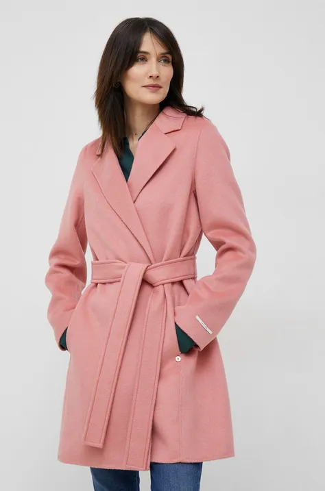 Kabát s prímesou vlny Pennyblack ružová farba, prechodný