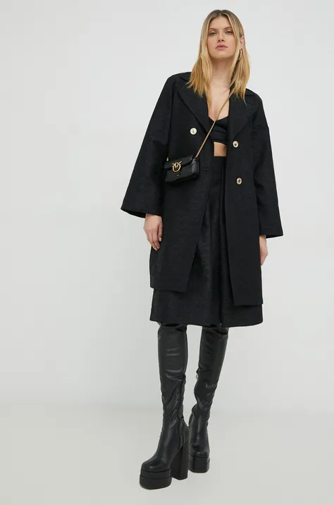Пальто Pinko жіночий колір чорний перехідний двобортний