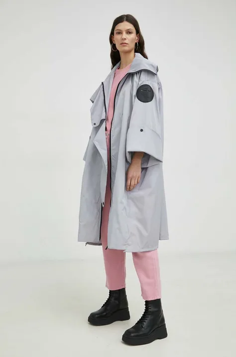 MMC STUDIO palton femei, culoarea gri, de tranzitie, oversize
