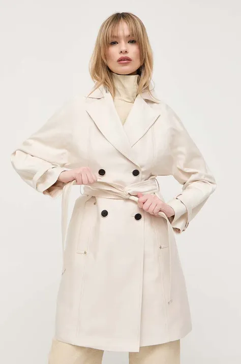 Kabát Morgan dámsky, béžová farba, prechodný, dvojradový