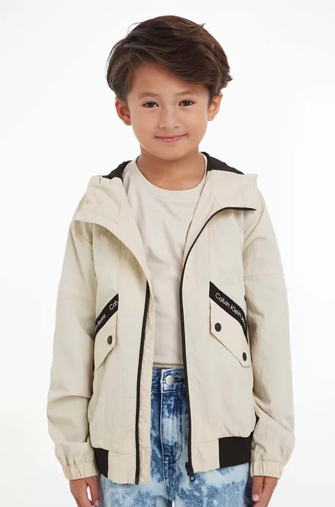Дитяча куртка Calvin Klein Jeans колір бежевий