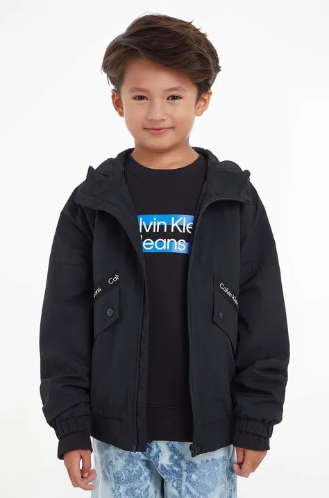 Detská bunda Calvin Klein Jeans čierna farba