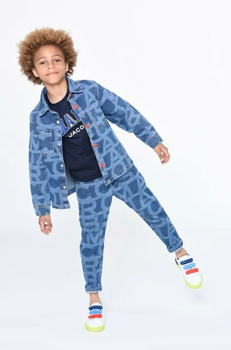 Otroška jeans jakna Marc Jacobs siva barva