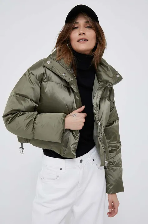 Pernata jakna Calvin Klein za žene, boja: zelena, za zimu