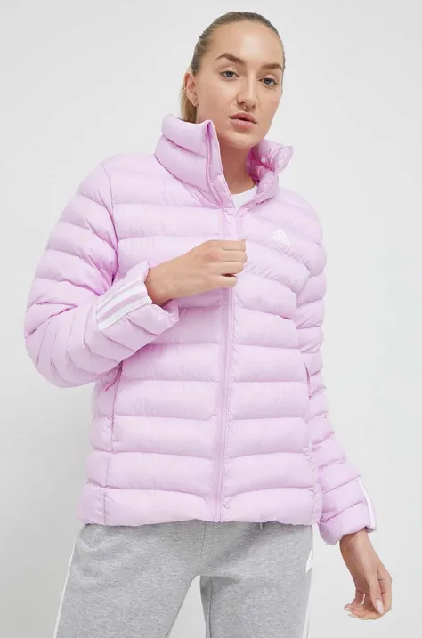 Куртка adidas жіноча колір рожевий зимова