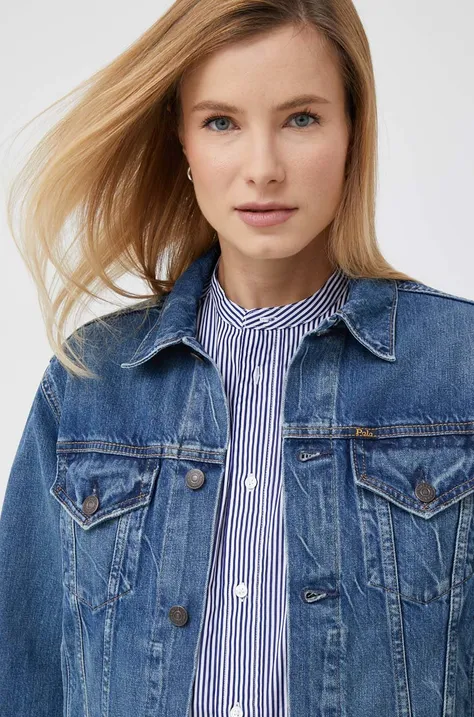 Jeans jakna Polo Ralph Lauren ženska, mornarsko modra barva