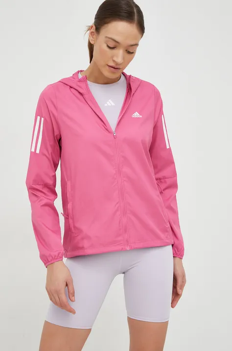 Μπουφάν για τρέξιμο adidas Performance χρώμα: ροζ