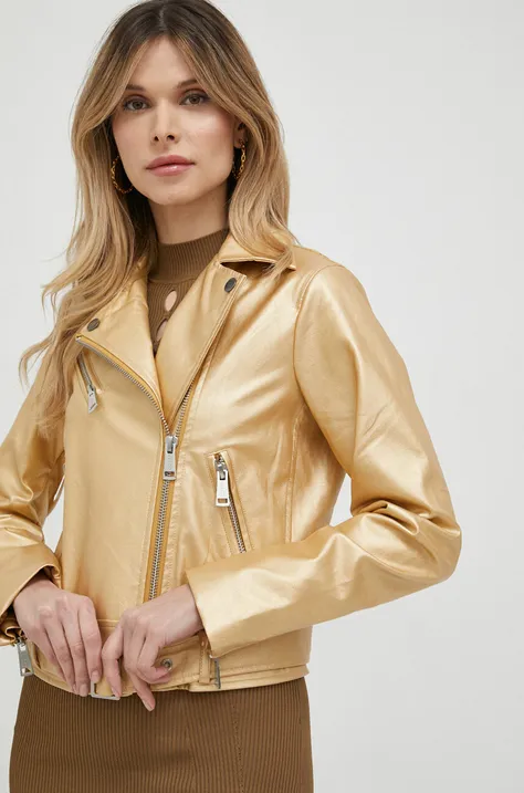 Biker jakna Guess ženska, zlata barva