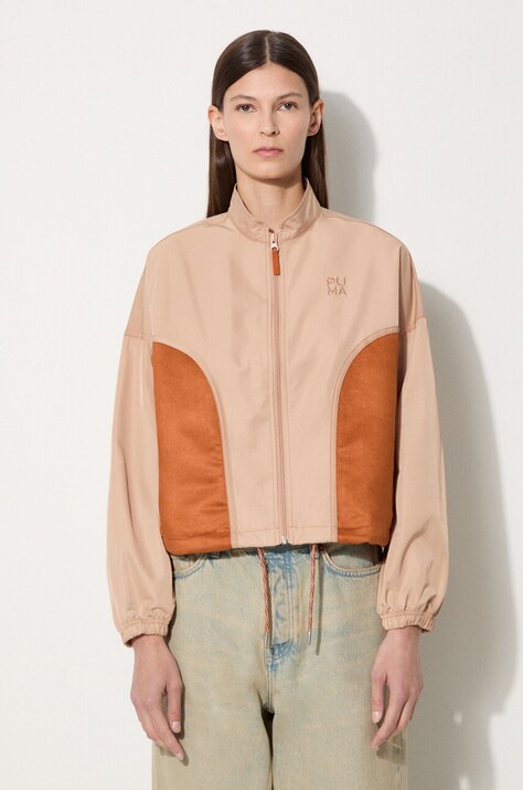 Puma kurtka damska kolor brązowy przejściowa oversize 538355-89