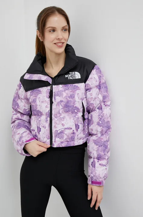 Pernata jakna The North Face NUPTSE SHORT JACKET za žene, boja: ljubičasta, za zimu