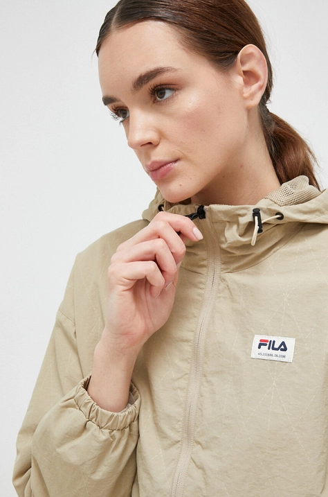 Куртка Fila женская цвет бежевый переходная oversize