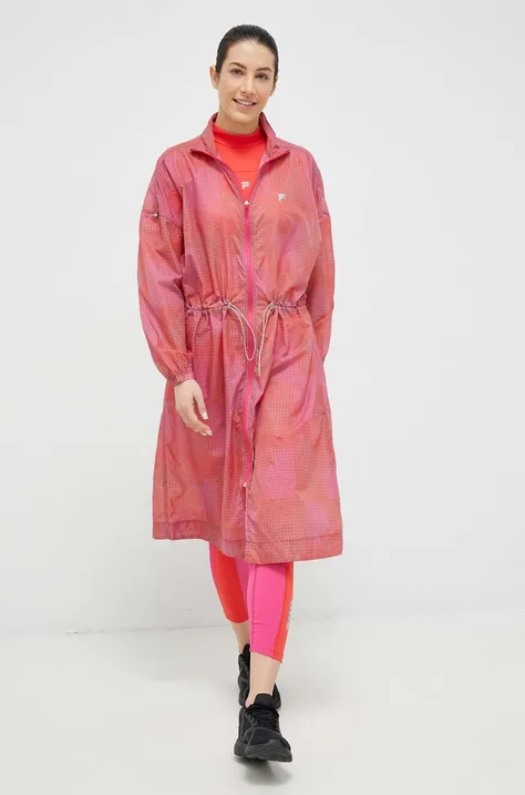 Vetrovka Fila Rosciao ružová farba, prechodná, oversize
