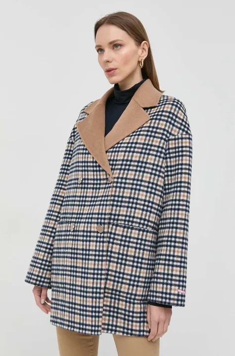 Вовняне двостороннє пальто MAX&Co. колір бежевий перехідне oversize
