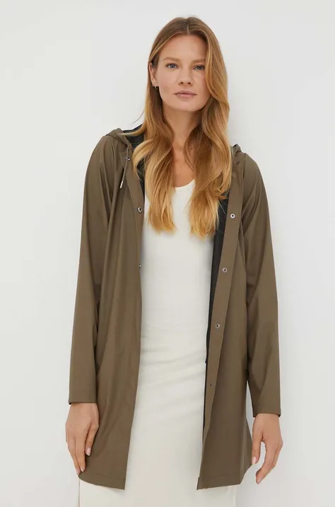 Rains kurtka przeciwdeszczowa 18050 A-line W Jacket damska kolor brązowy przejściowa