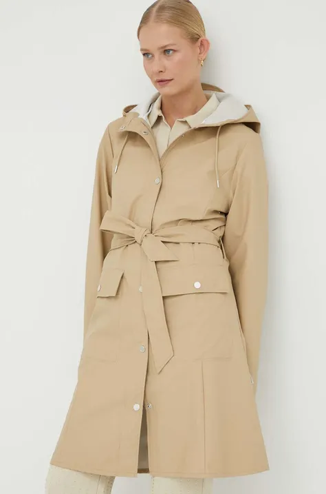 Αδιάβροχο παλτό Rains 18130 Curve Jacket γυναικείο, χρώμα: μπεζ