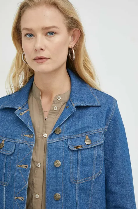 Lee kurtka jeansowa damska kolor niebieski przejściowa