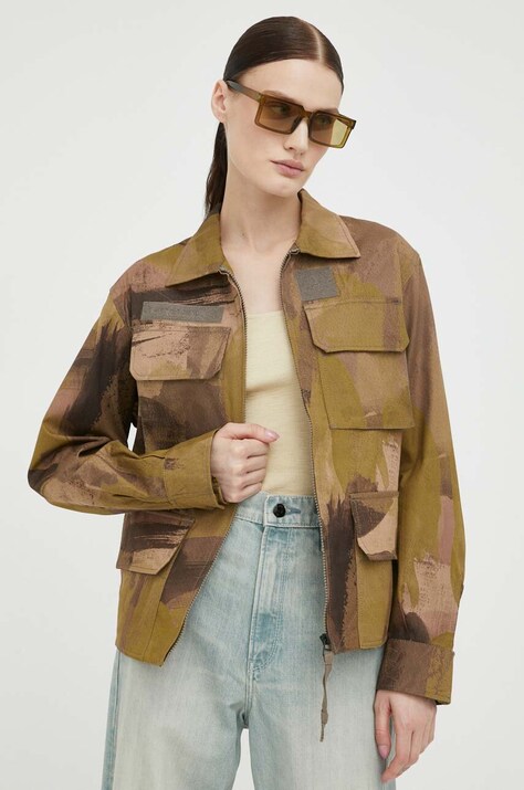 G-Star geacă femei, culoarea verde, de tranzitie, oversize