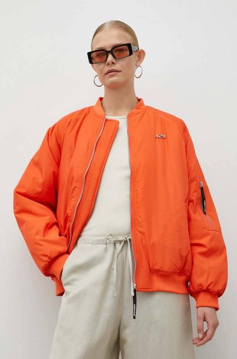 Bomber bunda Résumé oranžová barva, zimní, oversize