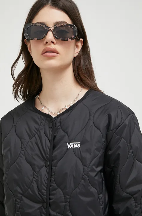 Двостороння куртка Vans жіноча колір чорний перехідна VN0A7RNGKOU1-BLACKASPHA