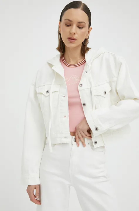 Traper jakna Levi's za žene, boja: bijela, za prijelazno razdoblje