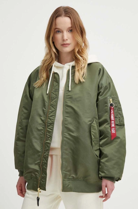 Alpha Industries kurtka bomber MA-1 CORE WMN damski kolor zielony zimowa oversize