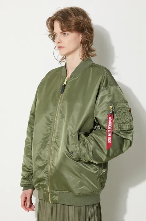 Bomber jakna Alpha Industries MA-1 CORE WMN za žene, boja: zelena, za zimu, oversize