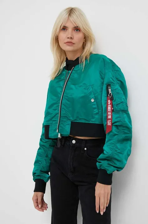 Alpha Industries rövid kabát MA-1 BOXY WMN női, zöld, átmeneti,