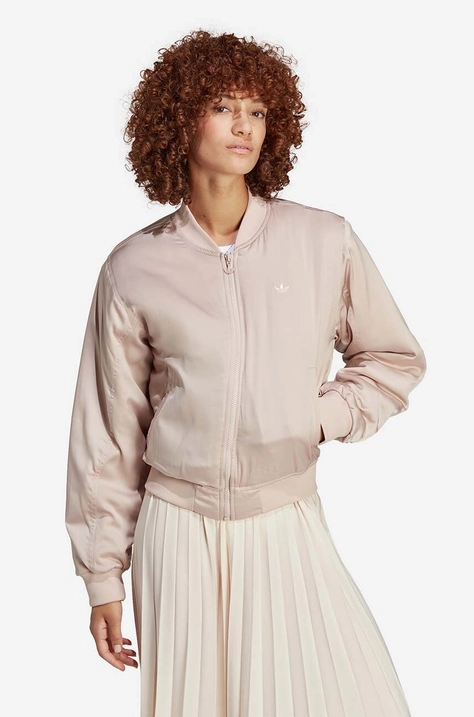 adidas Originals geacă bomber femei, culoarea galben, de tranziție HA7156-beige