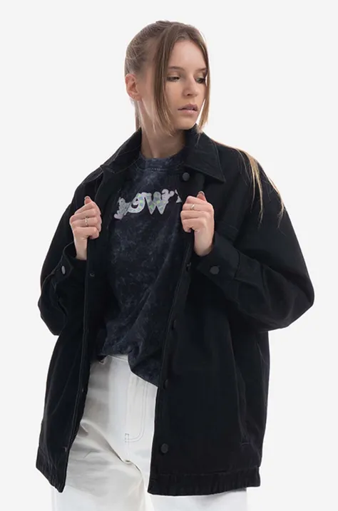 Džínová bunda MCQ Denim Overshirt dámská, černá barva, přechodná, 663919RRR211000-BLACK