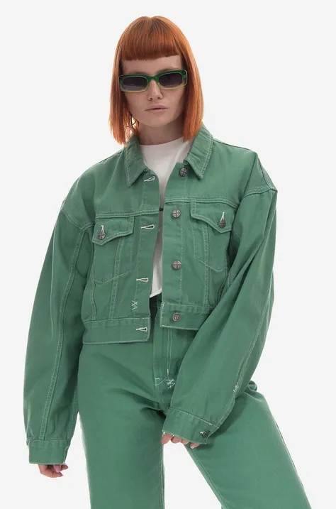 Джинсовая куртка KSUBI Cropped женская цвет зелёный переходная oversize WPS23JK004-green