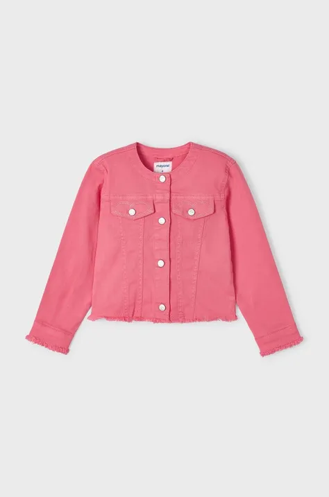 Mayoral kurtka jeansowa dziecięca kolor różowy