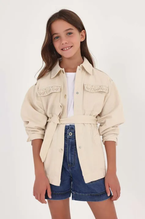 Mayoral kurtka jeansowa dziecięca kolor beżowy
