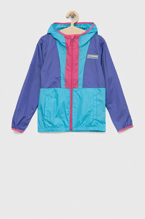 Otroška jakna Columbia Back Bowl Hooded Windbreaker vijolična barva