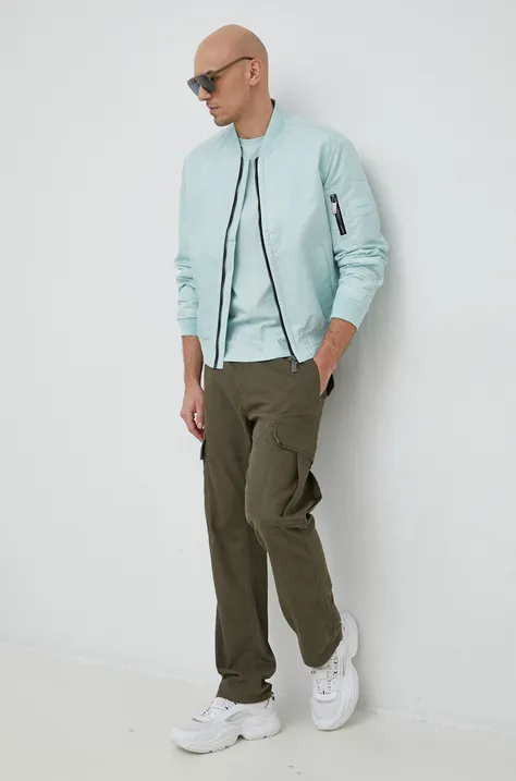 Bomber jakna Calvin Klein za muškarce, boja: zelena, za prijelazno razdoblje