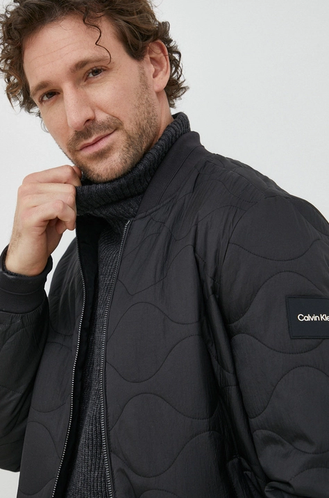 Calvin Klein geaca bomber barbati, culoarea negru, de tranzitie