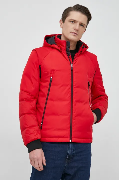 Pernata jakna BOSS BOSS GREEN za muškarce, boja: crvena, za zimu