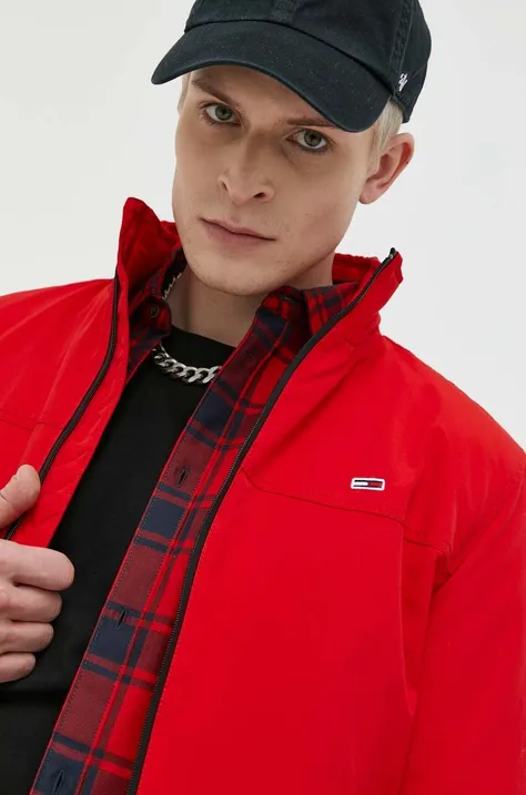 Tommy Jeans kurtka męska kolor czerwony przejściowa