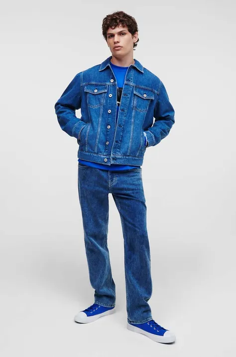 Karl Lagerfeld Jeans kurtka jeansowa męska kolor niebieski przejściowa