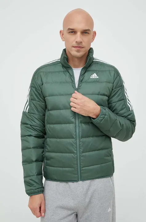 Pernata jakna adidas za muškarce, boja: zelena, za prijelazno razdoblje
