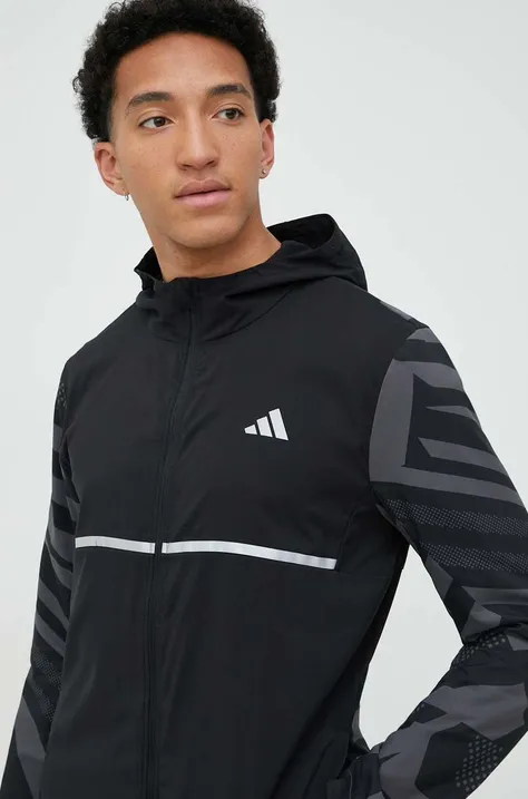 Μπουφάν για τρέξιμο adidas Performance χρώμα: μαύρο