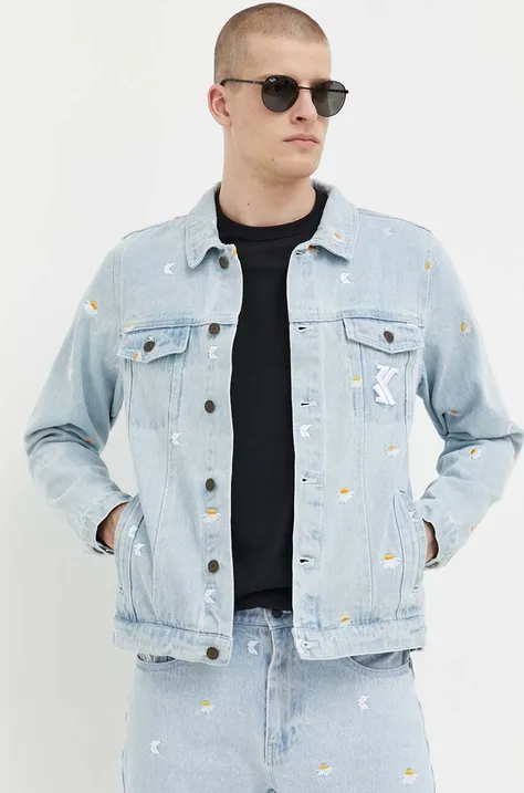Karl Kani kurtka jeansowa męska kolor niebieski przejściowa