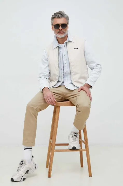 Calvin Klein vesta barbati, culoarea bej, de tranzitie