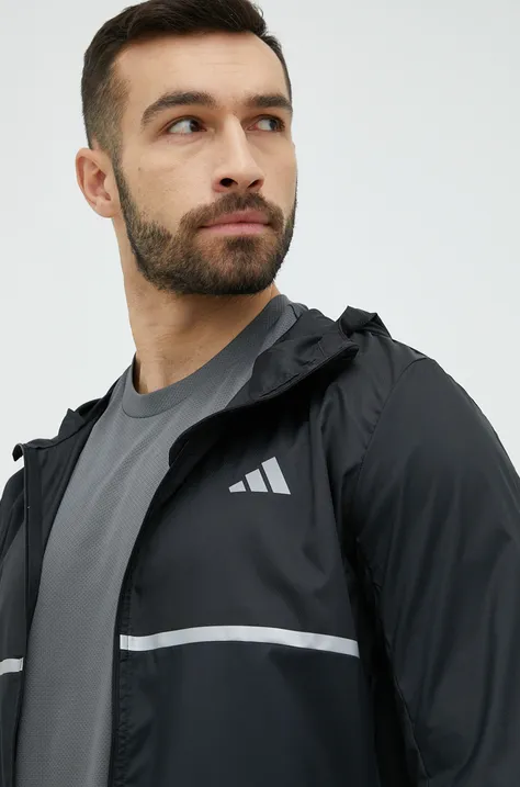 Bežecká bunda adidas Performance Own the Run čierna farba, prechodná