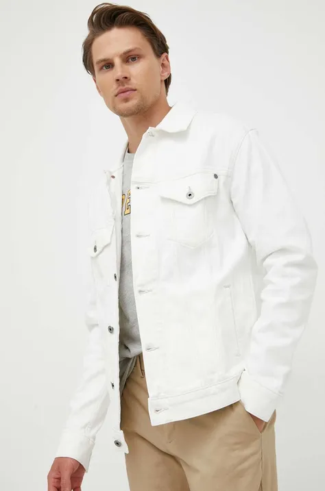 Pepe Jeans kurtka jeansowa męska kolor biały przejściowa